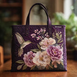 Handgefertigte gesteppte Tasche - Kolibris et Orchideen