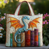 Gesteppte Tasche - Smaragddrache als Hüter der Bücher