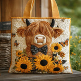 Gesteppte Tasche - Vache des Highlands aux Sonnenblumen