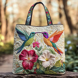 Gesteppte Tasche - Kolibri et Blumen Blanches