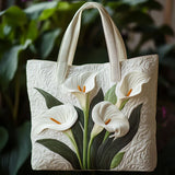 Handgefertigte gesteppte Tasche - Weisse Calla-Lilien
