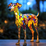 Whippet-inspirierte Lampe im Buntglas-Look