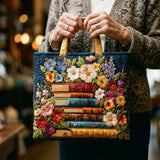 Handgefertigte Tasche - Blumenprint und Bücher