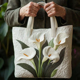 Handgefertigte gesteppte Tasche - Weisse Calla-Lilien