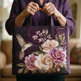 Handgefertigte gesteppte Tasche - Kolibris et Orchideen
