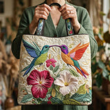 Gesteppte Tasche - Kolibri et Blumen Blanches