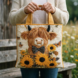 Gesteppte Tasche - Vache des Highlands aux Sonnenblumen